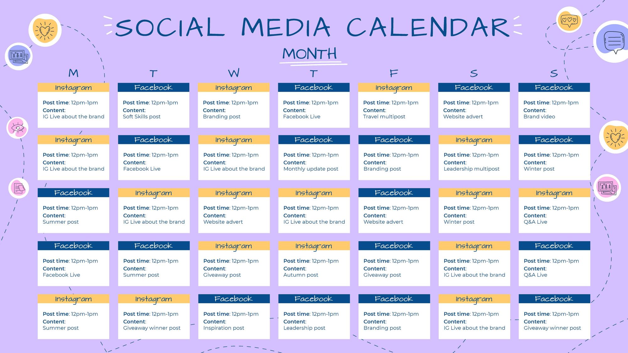 Content Calendar Template 2025